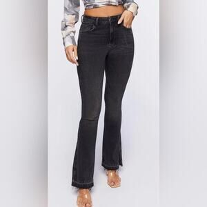 NWT Forever 21 Flare Jeans Womens 28 Black Raw Split Hem Rocker Skater 90s
